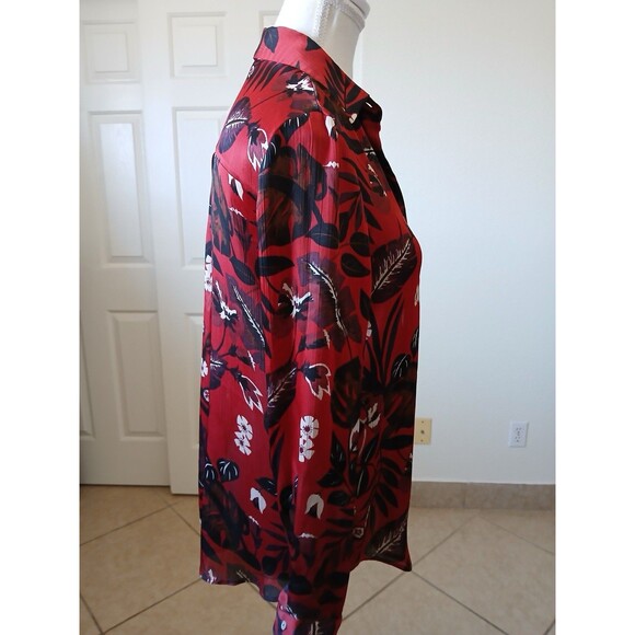 ZARA Basic Women's Floral Chiffon Long Sleeve Button Up Shirt S Multicolor Relax - Picture 3 of 14